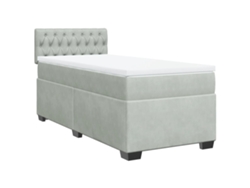 Maison Exclusive - Cama Box Spring Con Colchón Terciopelo Gris Claro 90x190 Cm