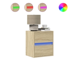 Juego de 2 mesitas de noche de pared con luces LED, roble Sonoma, EXCLUSIVA MAISON