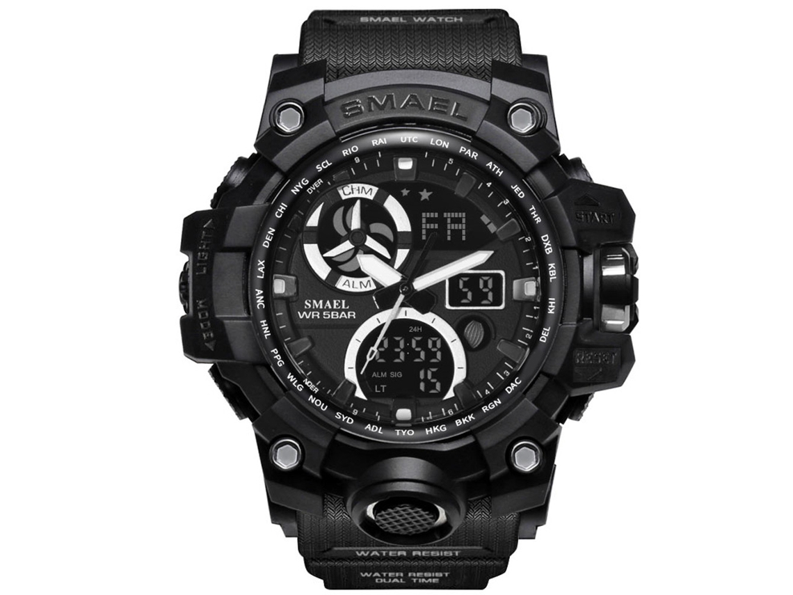Reloj De Pulsera Deportivo Luminoso E Impermeable Para Hombre Smael Con Correa De Pu.