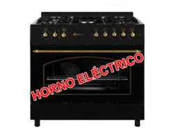 Estufa de gas Solthermic® F9l50e5rb, rústica, negra, 90 x 60 cm, horno eléctrico panorámico
