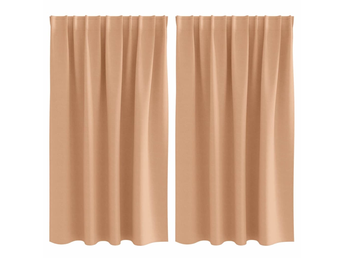 Maison Exclusive - Cortinas Opacas Con Anillas 2 Pcs Marrón Claro 140 X 140 Cm