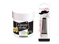 Aroma alimentario natural en polvo 40 g Vainilla + tubo de glaseado negro