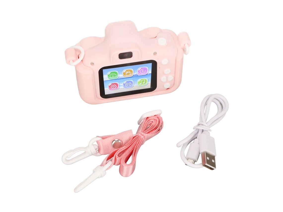 Câmera Infantil 2 Em 1 Tela Ips Hd Câmeras Frontal E Traseira Jogo Mp3 Gravação De Vídeo Para Crianças De 3 A 10 Anos Rosa