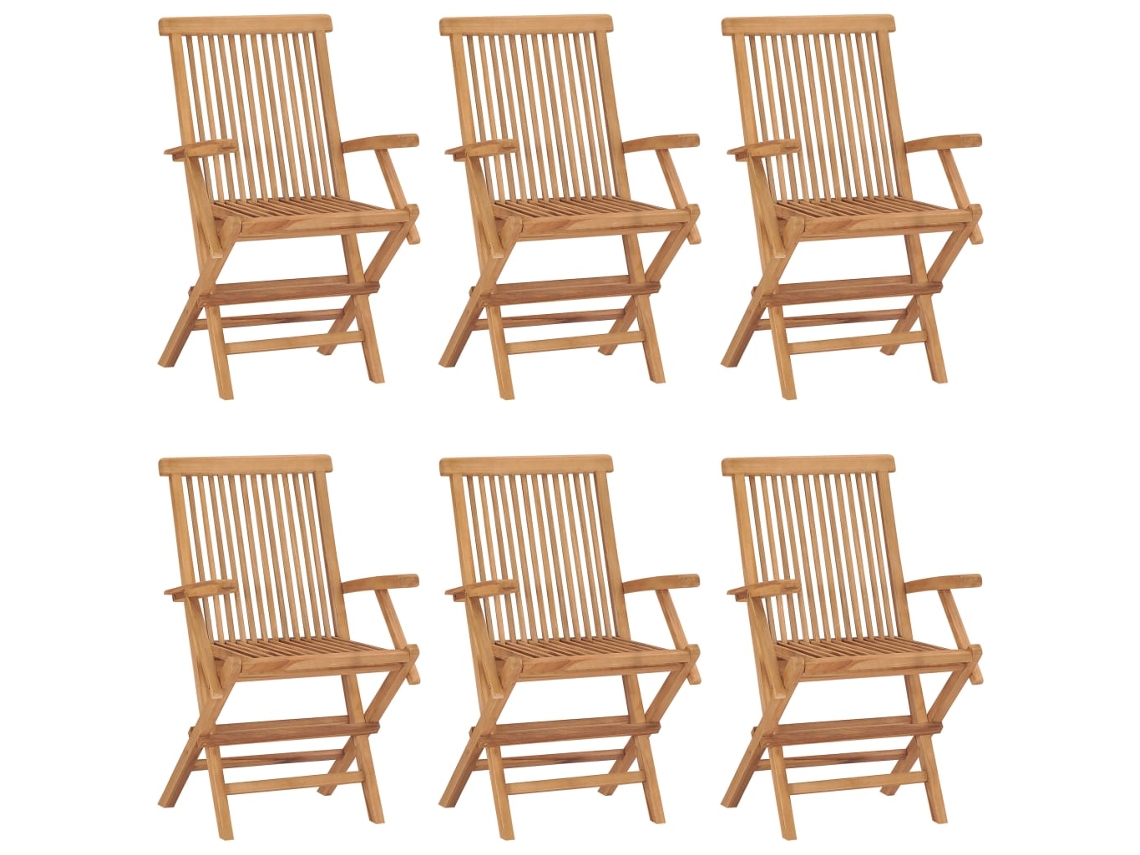 Sillas de jardín plegables (6 unidades), madera maciza de teca, DKD HOME DECOR