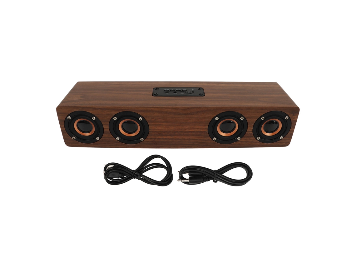 Altavoz Bluetooth de madera con despertador y modos de reproducción S/MARK.