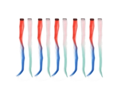 10 Piezas Extensiones De Pelo Con Clip Coloridas - Rosa, Verde, Rojo, Azul, Fibra Sintética Resistente Al Calor