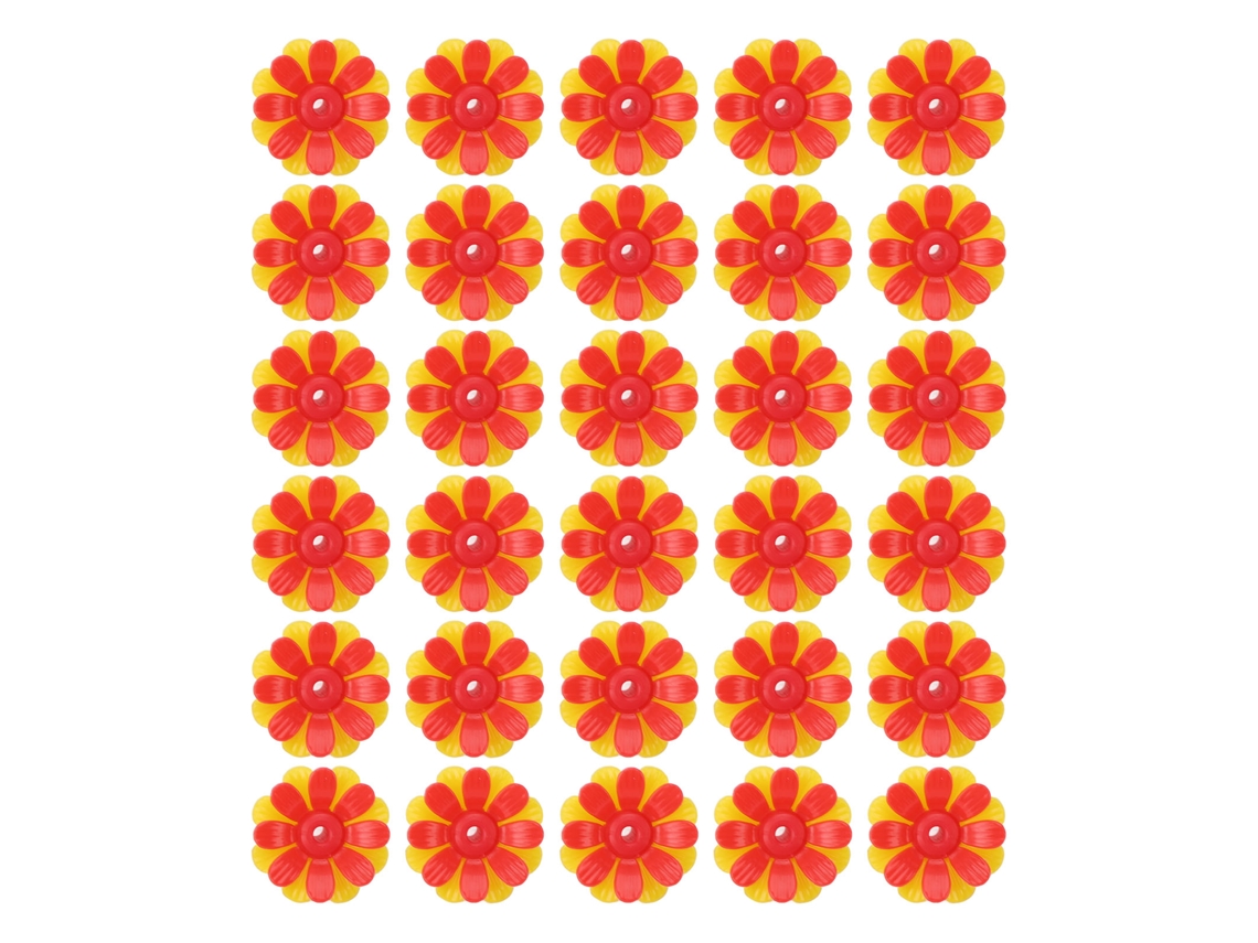 30 Flores De Repuesto Para Comederos De Colibríes Con Puertas De Alimentación, Color Amarillo Y Rojo (núcleo Rojo).