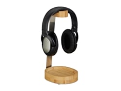 Suporte Para Auscultadores Relaxdays, Bambu, Metal, On E Over-ear, Prateleira, Design Elegante, Natureza