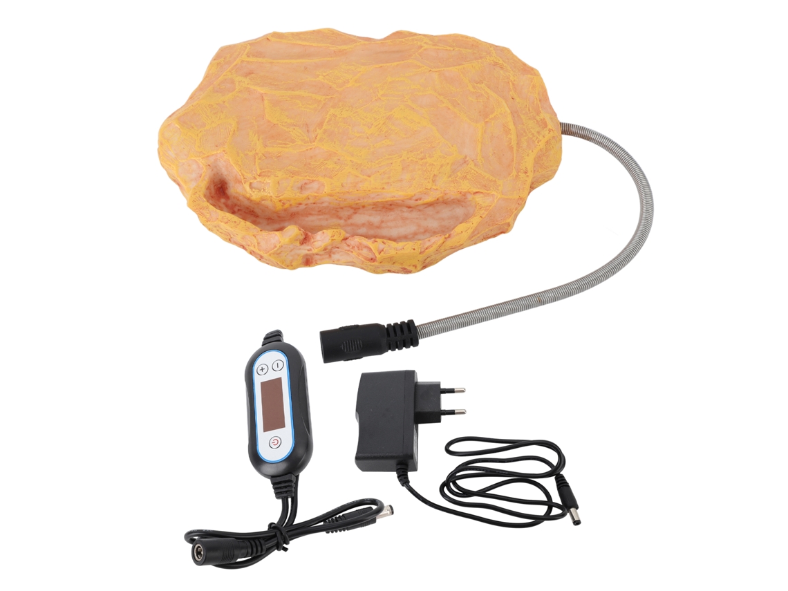 Calentador de roca con control de temperatura para reptiles, lagartos, tortugas y serpientes, 12 V, voltaje seguro, enchufe UE 100-240 V