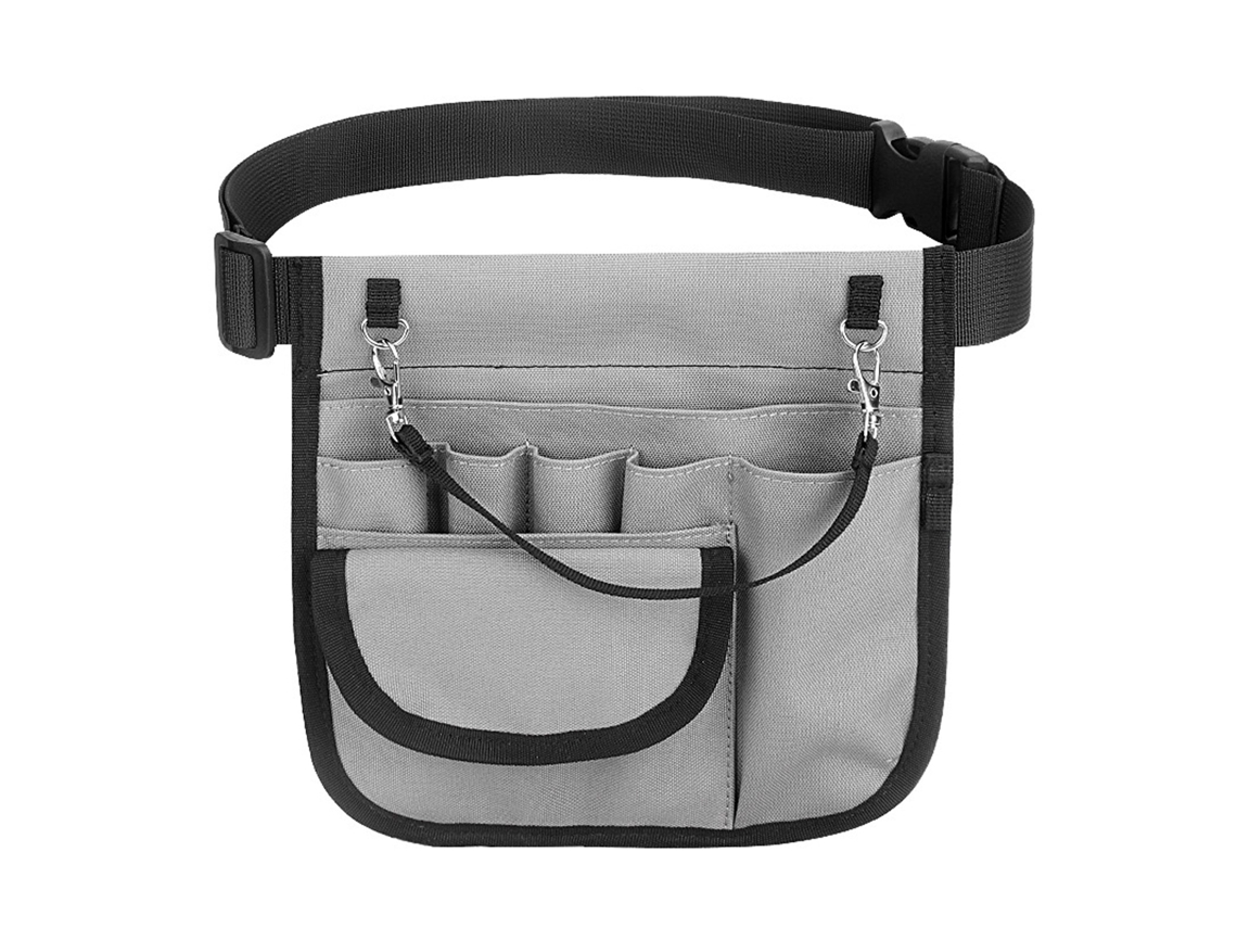 Riñonera De Enfermera De Tela Oxford Gris Con Gran Capacidad, Organizador Portátil Para Uso Hospitalario.