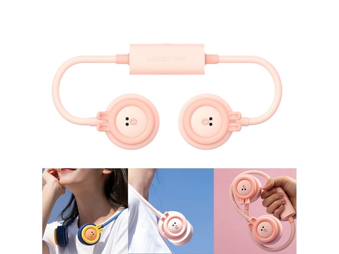 Ventilador de cuello colgante, ventilador eléctrico pequeño de almacenamiento plegable portátil de 3 velocidades de viento fuerte para salidas y viajes