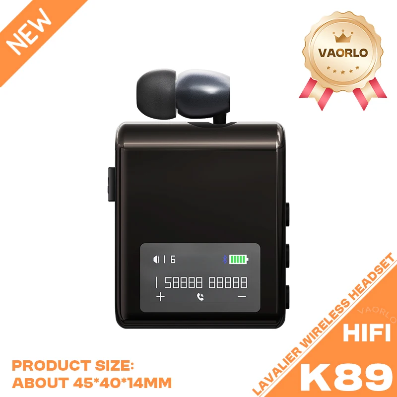 (k89 Negro) Auricular De Solapa Bluetooth Con Alerta Por Vibración Para Llamadas Entrantes/música.