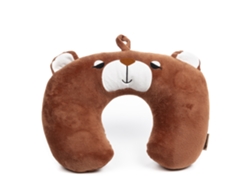 Almohada De Viaje Cojín Cervical Infantil. Extra Suave, Relleno Interior Confortable. Diseño Osito Marrón.