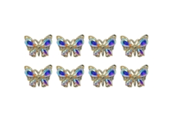 8 piezas de dijes de uñas de mariposa 3D con destellos de cristal para decoración de uñas. Gemas para decoración de uñas DIY (2272 Hengrongshen).