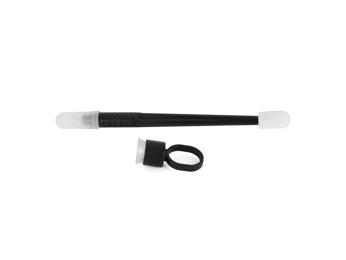 Lápiz De Tatuaje Semipermanente Manual Desechable Para Cejas Con Copa Y Anillo, Color Negro, 18 Puntas.