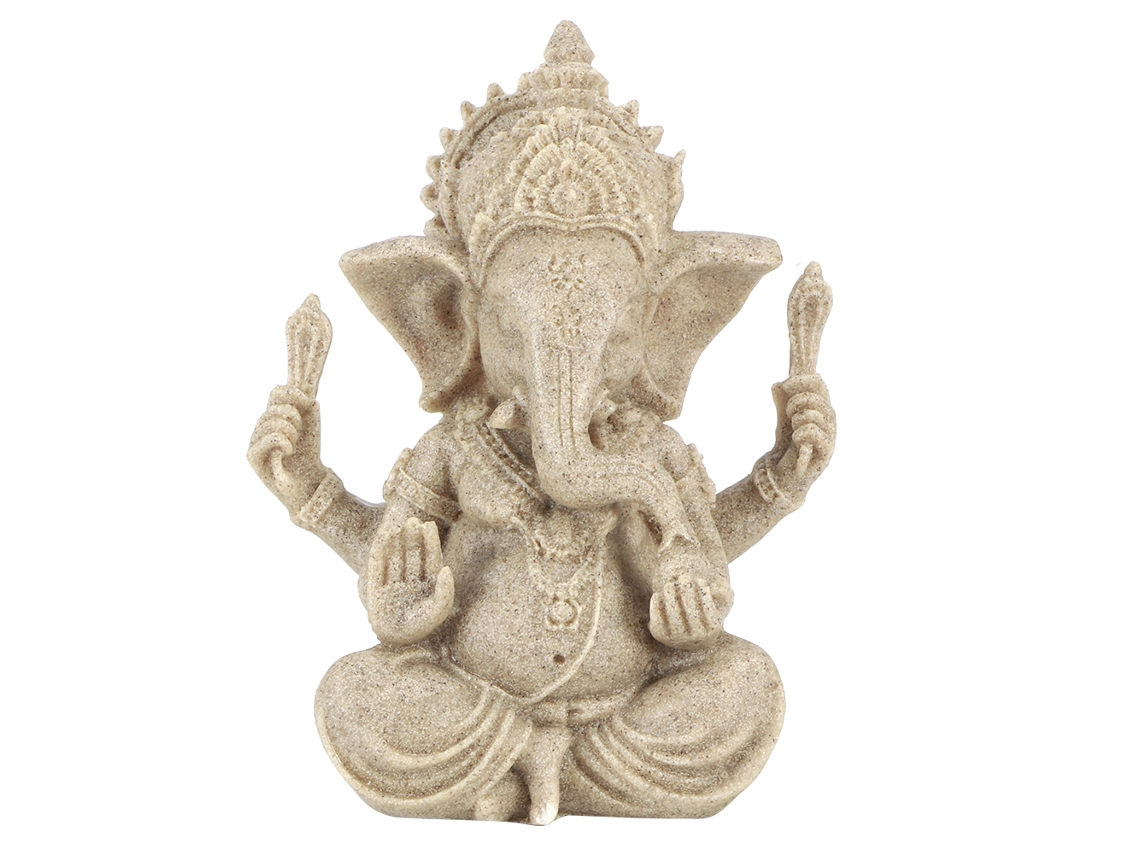 Estatua decorativa de Ganesha en resina de arenisca