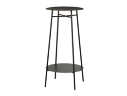 Mesa auxiliar de hierro de dos niveles, color negro, Ø35 x 60 cm, Wellhome