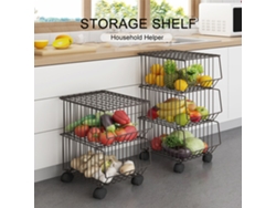 Estantería De Hierro Móvil 2 Capas Con Canastas De Malla Para Secado, Rack Metálico Con Ruedas, Organizador Ahorro Espacio Para Cocina Sala Mesa