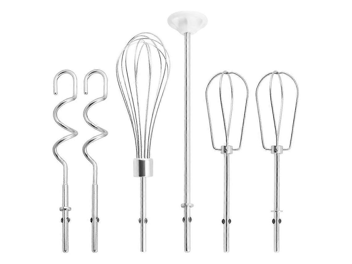 Accesorios para batidora de mano: varillas batidoras, batidor de varillas, varilla mezcladora y ganchos para amasar, de acero inoxidable.