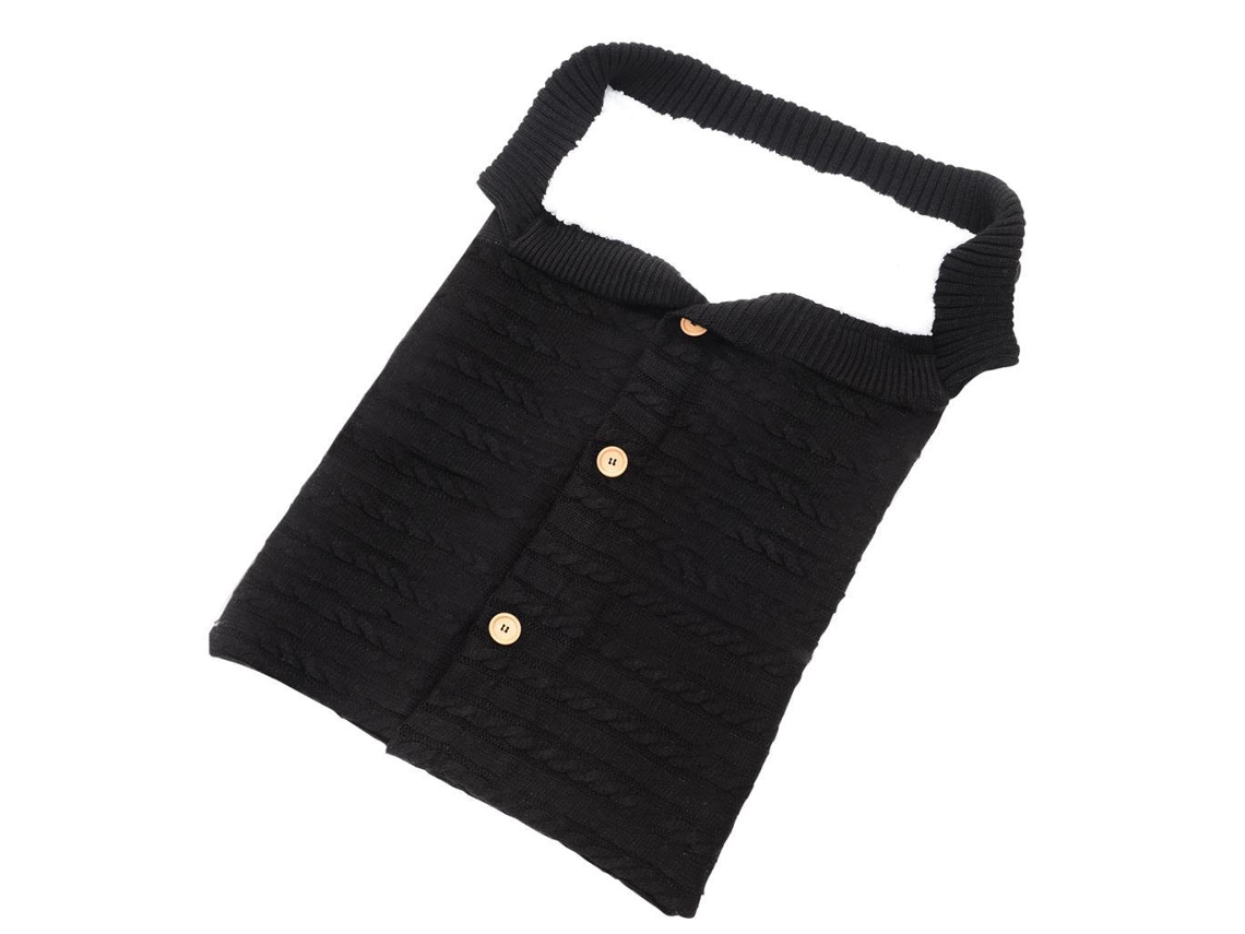 Saco de dormir para cochecito de bebé con botones, manta de lana de punto para bebé, color negro Tommy01.