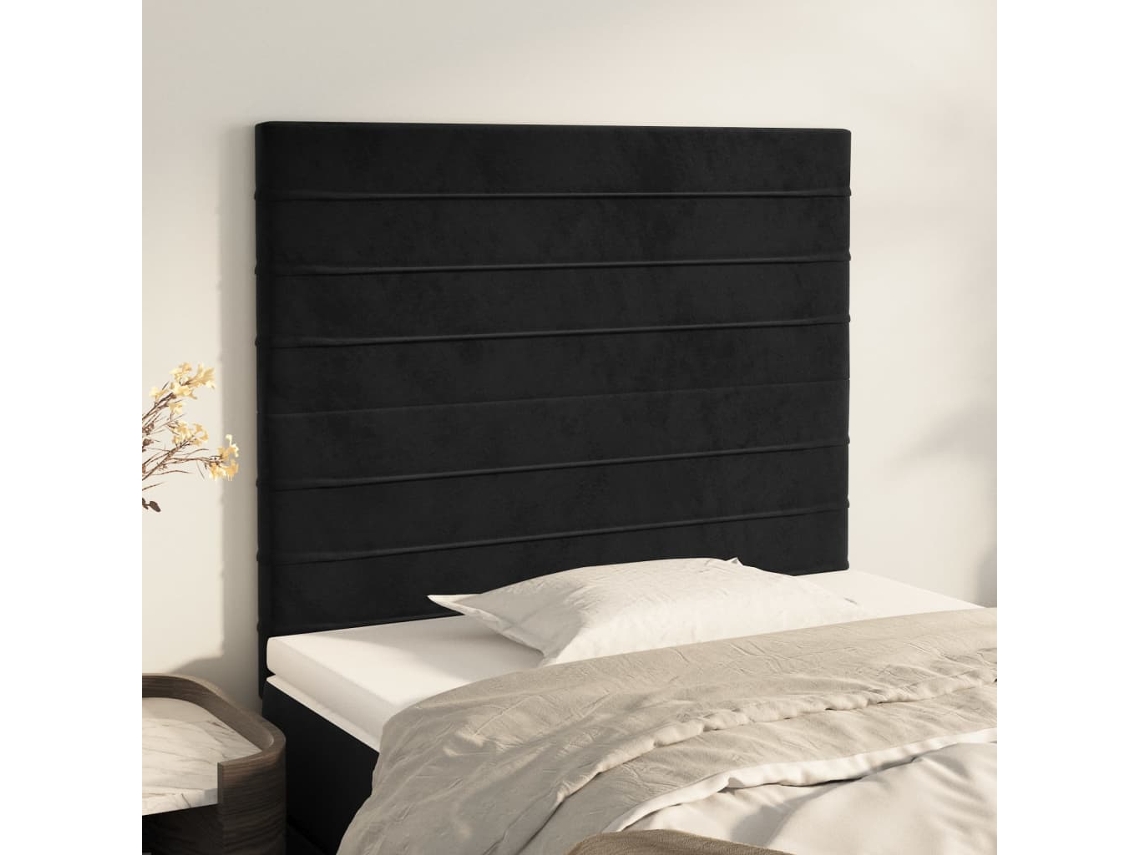 Cabeceros 2 Unidades De Terciopelo Negro 80x5x78/88 Cm