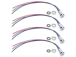 Juego De 4 Lámparas Indicadoras Led, Cátodo Común De Metal, 8 Mm, 12-24 V, Rojo Y Azul.