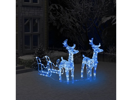 MAISON EXCLUSIVE - Reno y trineo adorno navideño 160 LEDs acrílico 130 cm