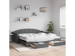Sofá Cama Nido Con Cajones Tela Gris Oscuro 100x200 Cm