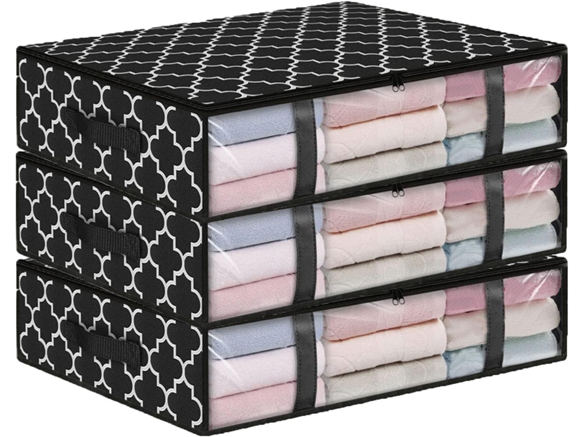Almacenamiento Bolsa Colcha Cojín Zapatos Plegable Cremallera Ventana Transparente Cama Caja Ropa