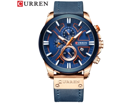 Relojes de Moda para Hombres, Relojes de Pulsera con Correa de Cuero Reloj Calendario de Cuarzo Resistente al Agua para Hombres-Concha Rosa Azul LU...