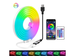 Tira de LED, USB Bluetooth, silicona flexible, RGB, luz de neón con control remoto infrarrojo de 24 teclas Gertiz (1 m)