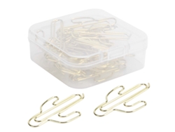 20 Clip Papel Mini Cactus Cute Forma Oro Suministros Escolar Oficina Estuche