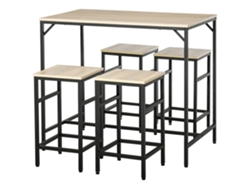 Conjunto de mesa de bar, MDF y metal, dimensiones de la mesa 100x60x88 cm, dimensiones del taburete 32x32x57 cm, conjunto de 5 piezas, patas ajustables.