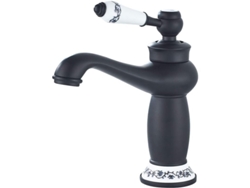 Grifo De Baño De Mango Único Cromado, Mixer De Lavabo Ajustable Caliente Y Frío Para Lavatorio O, Negro