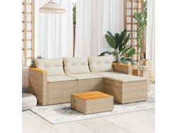 Conjunto de 3 sofás de jardín con cojines de mimbre beige de DKD Home Decor