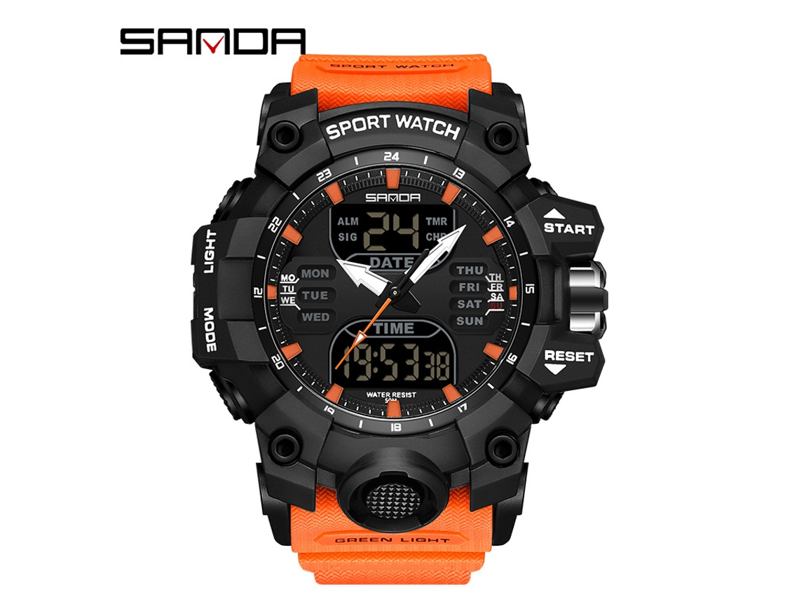 Reloj Electrónico De Moda (negro/naranja para Hombre) Con Acabado Luminoso, Resistente Al Agua, A Los Golpes Y Con Alarma.
