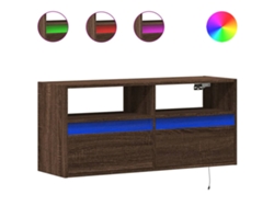 Mueble de pared con luces LED, roble marrón, MAISON EXCLUSIVE (100x31x45 cm)