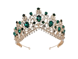Tiara Nupcial De Esmeraldas, Corona De Princesa Con Diamantes De Imitación, Accesorio Para Bodas, Aniversarios Y Fiestas De Halloween.