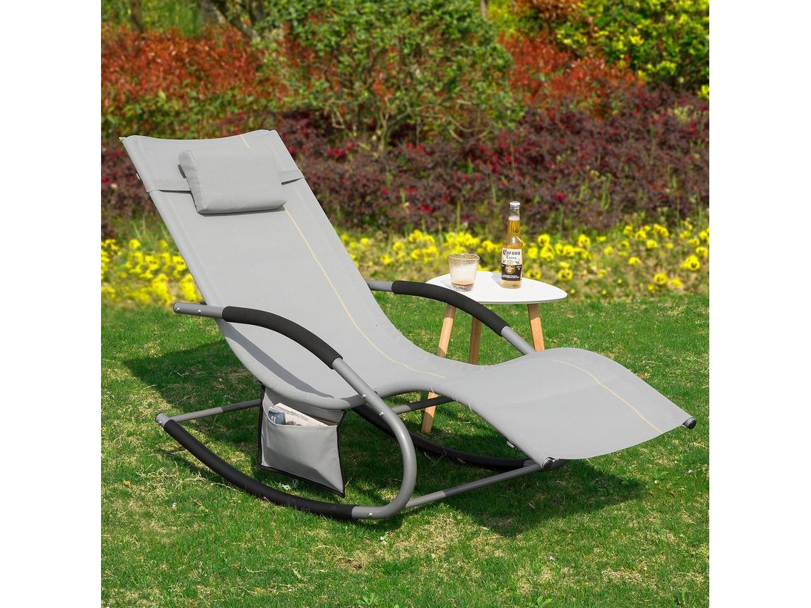 Tumbona SOBUY con Almohada (Gris - Teslin - 158x62x86 cm)