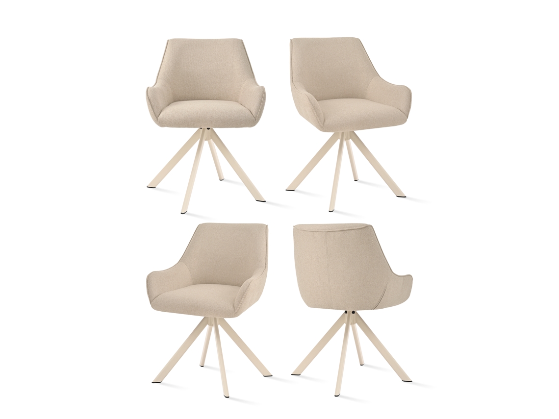 Sillas De Comedor Goeurvant 1178(pack De 4, Beige, Tela)