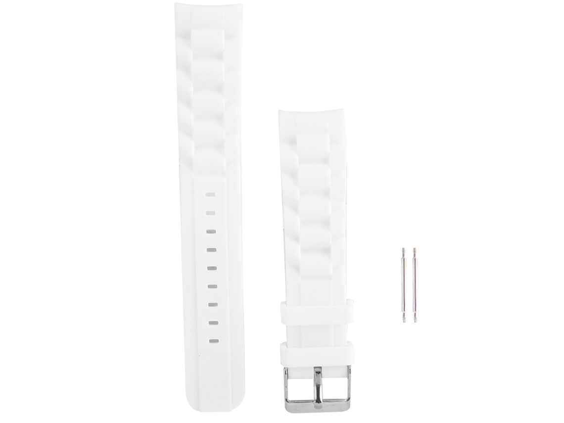 Correa de reloj de silicona con hebilla de pasador de 20 mm, accesorio blanco