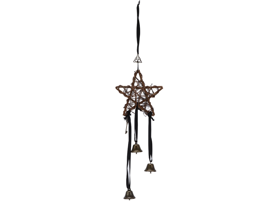 Campana De Viento Con Diseño De Celosía Y Estrella De Cinco Puntas, Adorno De Pared Para El Hogar Y Bodas.
