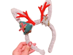 2026-diadema De Cuernos De Ciervo Navideño Con Peluche Para Fiesta Navideña Y Eventos Temáticos