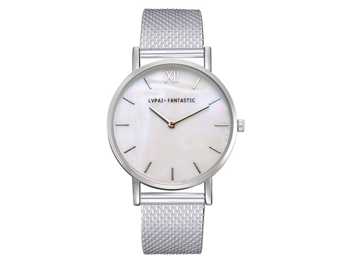Reloj De Pulsera De Cuarzo Para Mujer Lvpai Con Correa De Silicona Plateada Sencilla.