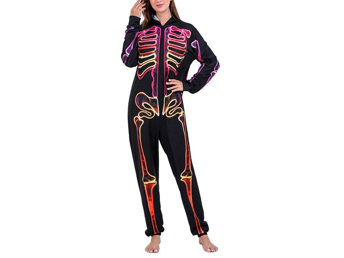 Pijamas Familiares De Halloween Con Capucha Y Cremallera, Trajes De Dormitorio Para Fiesta De Halloween, Mujer Talla Xl Negro