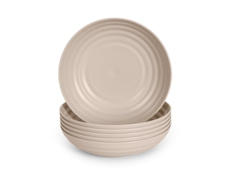 Juego de 6 Platos Clásicos Reutilizables de 19 Cm PLASTIC FORTE (Marrón)