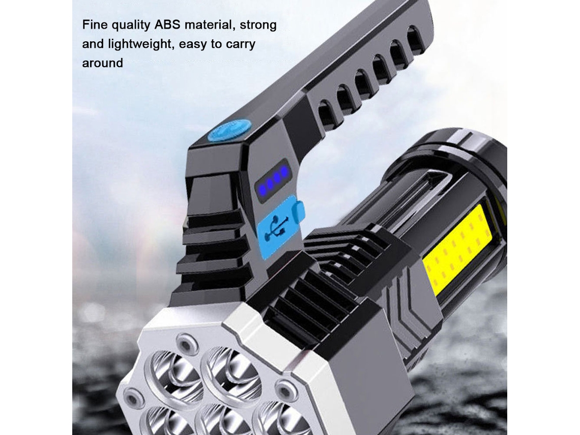 Linterna Portátil Recargable Por Usb Para Camping Y Pesca, Con 7 Led, Modos De Alto Brillo Y Luz Lateral.