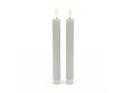 Velas Led Relaxdays, Set De 2, Hxd: 25 X 2 Cm, Llama Parpadeante, Cera Real, Ranuras, Sin Llama, Gris Claro