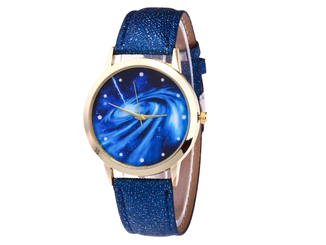 Reloj De Pulsera Para Parejas Con Correa De Piel Sintética, Estilo Moderno, Azul Oscuro.