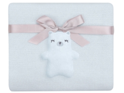 Manta de punto de algodón Bear With Me Azul KIKKABOO